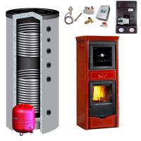 Kaminofen wasserführend TermoNicoletta Forno DSA EVO Bordeaux 13,5 kW + Pufferspeicher